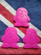 3 Pink Hungry Penguins ice packs / freezer blocks for lunch boxes, cool bags.