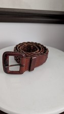 Vintage Leather Dark Brown Braided Belt - Max Length 30 Inches