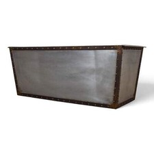 Large Vintage Style Heavy Duty Riveted Hand Made Galvanized Trough Planter 103 c