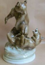 ZSOLNAY PECS 11¾" FIGURE OF TWO BEARS FIGHTING -SIGNED BELA MARKUP 1911(Ref7664)