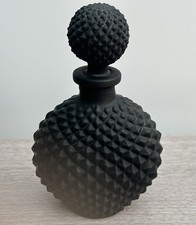 Bohemian Czech Geometric Matt Black Glass Perfume Bottle