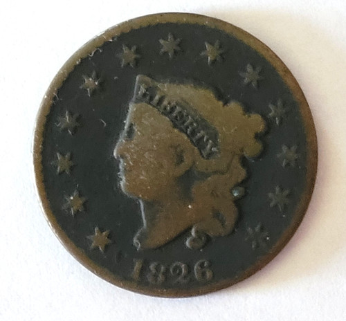 1826 coronet large cent - cent,, fine