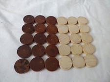 Set of Wooden Backgammon Pieces 21mm x 5mm - Light Brown / Dark Brown 