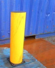Used Bolt Down Plastic Bollard / Post  755mm High C/w Base Plate - Yellow
