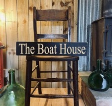 the boat house sign BOAT HOUSE wooden vintage seaside canal barge captain BOATS