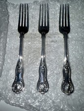THREE ANTIQUE SILVER DESSERT FORKS BY HARRY EMANUEL, LONDON JEWELLER,  1859.