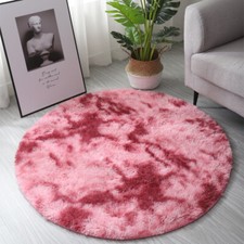 Round Shaggy Fluffy Anti-Skid Rug Living Room Bedroom Circle Carpet Floor Mat UK