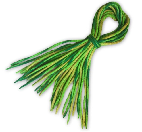 Green tri colour dreadlocks - dreadlocks,