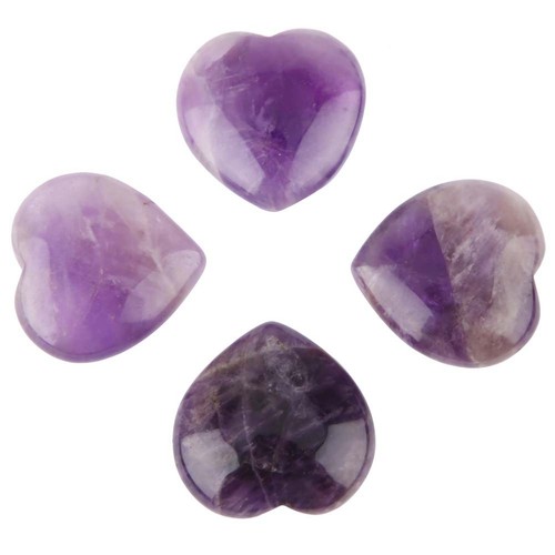 4pcs natural amethyst heart - 4pcs,