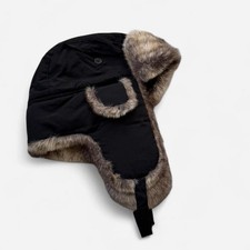 Vintage Maui Wowie Black trapper Ushanka hat with soft faux fur trim russian 