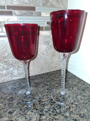 Vintage ruby red glass votive - red,