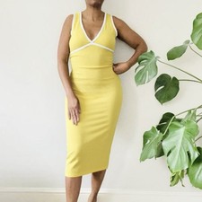 Zara yellow midi dress with - dress,