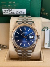 Rolex Datejust 41mm 126334 Blue Dial 2020 new card Full Set Fluted Jubilee Strap