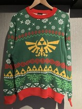 Retro Zelda Nintendo Christmas Jumper Difuzed Green XL Xmas Video Game