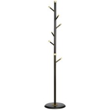 HOMCOM Coat Rack Bamboo Coat Stand with Round Base for Handbags
