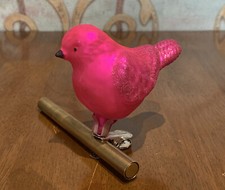 Pink  Fuchsia Cath Kidston Glass clip on Birds Sparkle Christmas Decoration