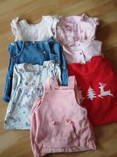 Girls 18-24 Months Bundle, 4 Dungarees, 3 Long Sleeved Rompers
