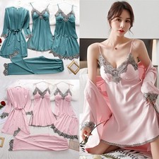 New Women V-Neck Lace Satin