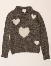 ANTONI & ALISON Womens Turtle Neck Jumper Sweater UK 12 Medium Brown Heart AJ04