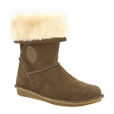 Clarks Brown Suede Warm Fur Lined Toddlers Girls Calf Ankle Boots Size 7 G Fit