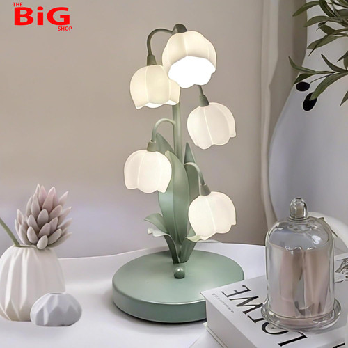 Flower table lamp - lamp, green,