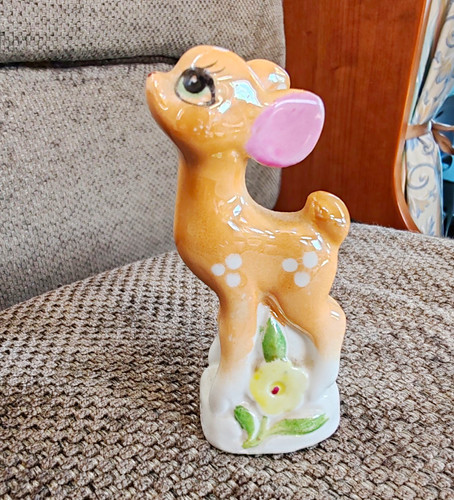 Ceramic deer fawn ornament - ceramic,