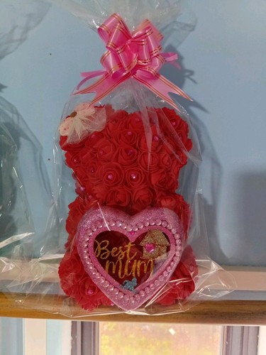 20cm red rose bear - red, with