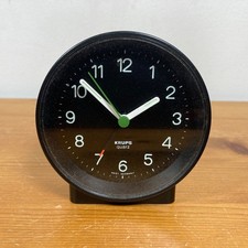 Vintage KRUPS Small Round Travel Alarm Clock in Black Retro Design - Tested VGC