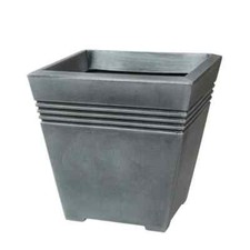 34cm Tall Pewter Plant Pot Indoor Outdoor Garden Square Plastic Flower Planter