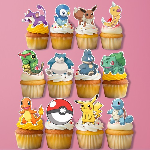 Precut pokemon edible cupcake - pokemon,