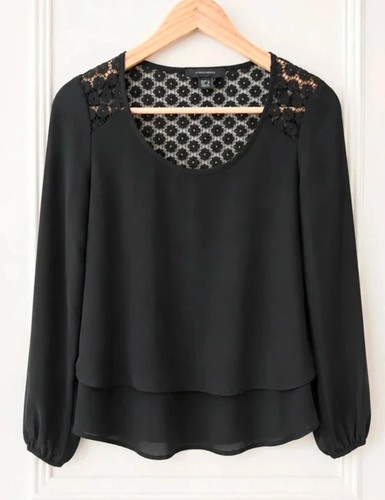 Black lace floral - black, chiffon