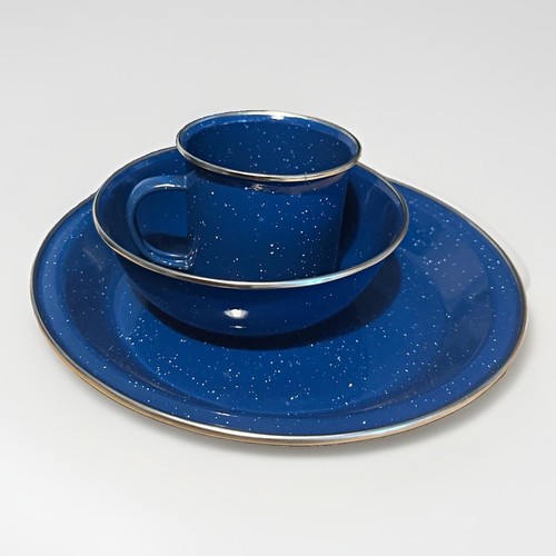 Blue speckled enamel - blue, steel