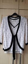 Kaliko Twin Set.Vest & Cardigan Size 14 White/Black Trim Polka Dot