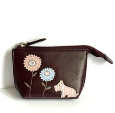 Radley Burgundy Leather Coin Purse - Keyring - New