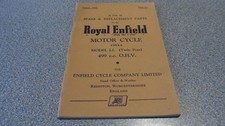 VINTAGE CLASSIC ORIGINAL ROYAL ENFIELD 499CC MODEL J2   SPARE PARTS LIST 1954