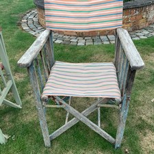 Vintage Seaside Folding Wooden Chair 'Directors' / Garden / Picnic Chair