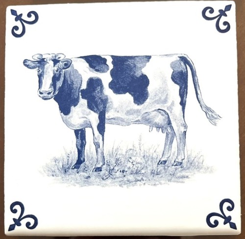 Blue delft design - blue, farm