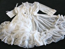 Vintage Carol Brent Long Lacy Chiffon Layer Gown + Robe Peignoir Set S/M White