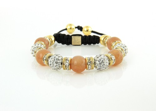 Shamballa bracelet gold brown - bracelet,