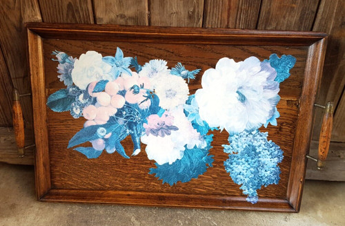 Vintage oak serving tray - oak, tea