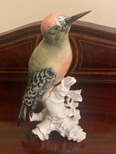 ANTIQUE KARL ENS PORCELAIN FIGURE OF A WOODPECKER - 22CM