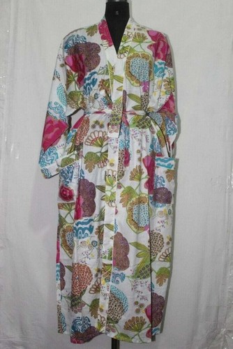 Cotton long kimono - cotton, fruit