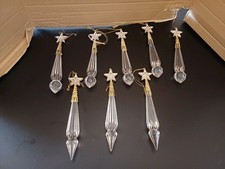 8 Hanging Star Droplets Tree Decoration Ornament Baubles Glass Crystal Look Xmas