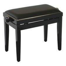 Piano Bench Black with Genuine Leather Upholstery, Piano Stool Piano Chair