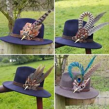 Extra large Pheasant feather hat pin brooch country gift boxed