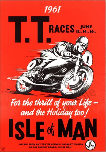 Vintage poster iom races - vintage, tt