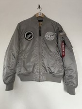 Alpha Industries NASA MA-1 Bomber Jacket Silver Size Large (Good Condition)