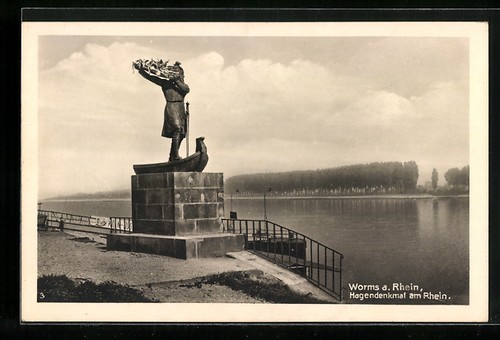 Postcard worms hagen monument - worms,,