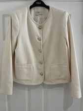 BNWOT M&S Fully Lined Boxy Boucle  Ivory Jacket UK Size 16