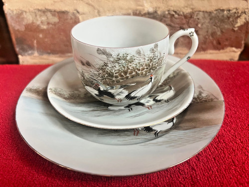 Japanese kutani porcelain trio - japanese,